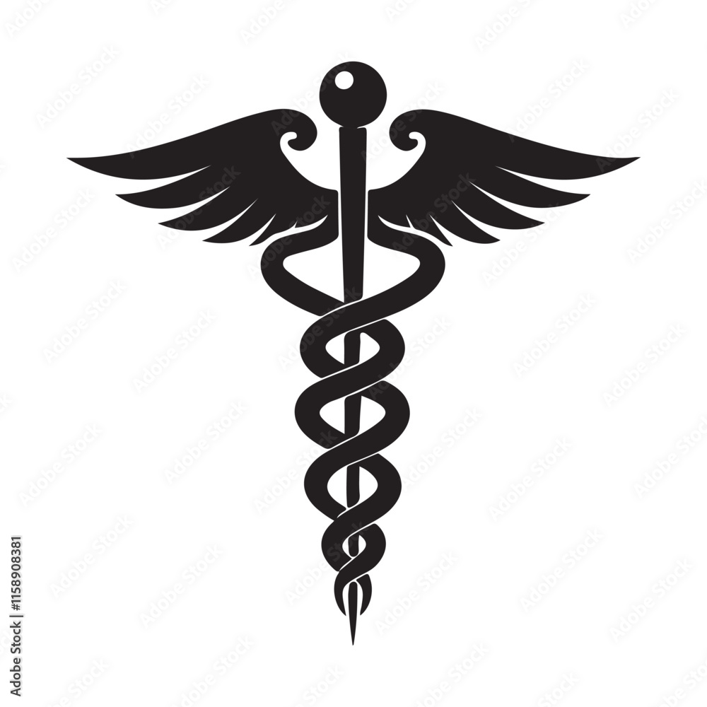 Silhouette caduceus medicine science disease icon and vector Silhouette caduceus medicine science disease icon and vector