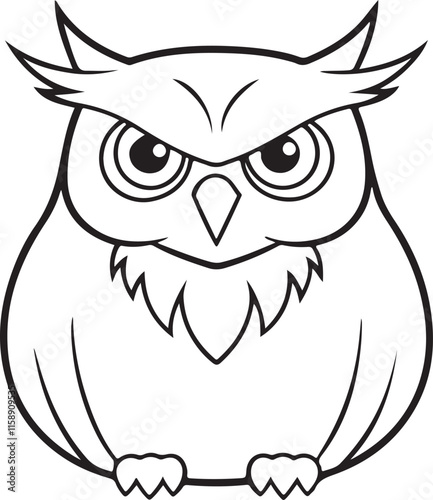 owl icon, logo line art vector