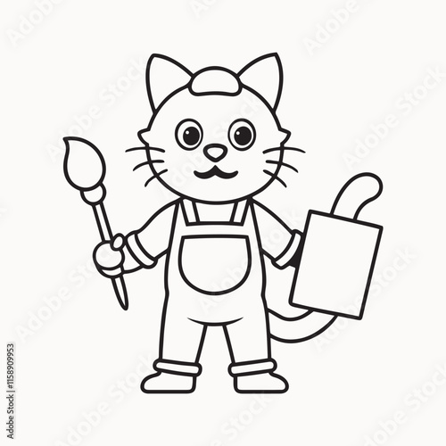 cartoon of cat artist