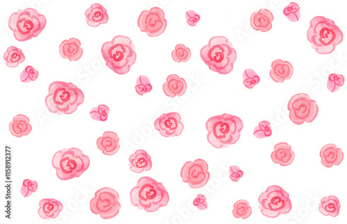 Fototapeta Naklejka Na Ścianę i Meble -  Stylized rose watercolor painting illustration wallpaper background cute