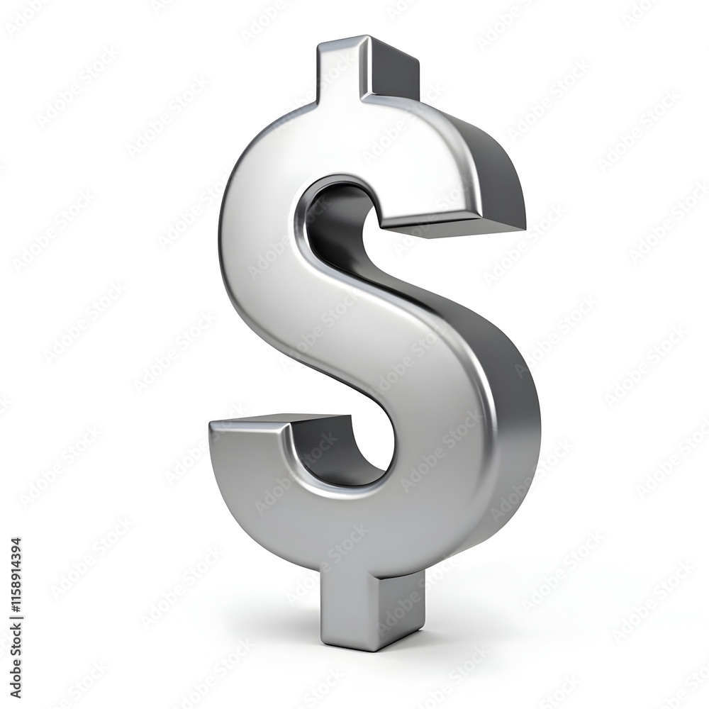 Dollar Sign 3D Style is placed on a white backgroundrealistic Dollar Sign 3D Style is placed on a white backgroundrealistic