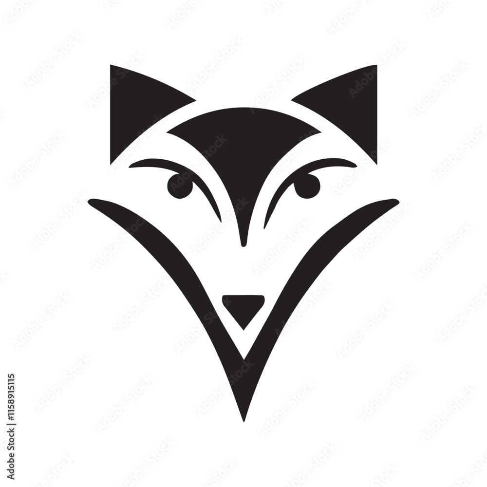 Fototapeta premium fox head graphic. black color vector illustrations eps 10 on a white background.