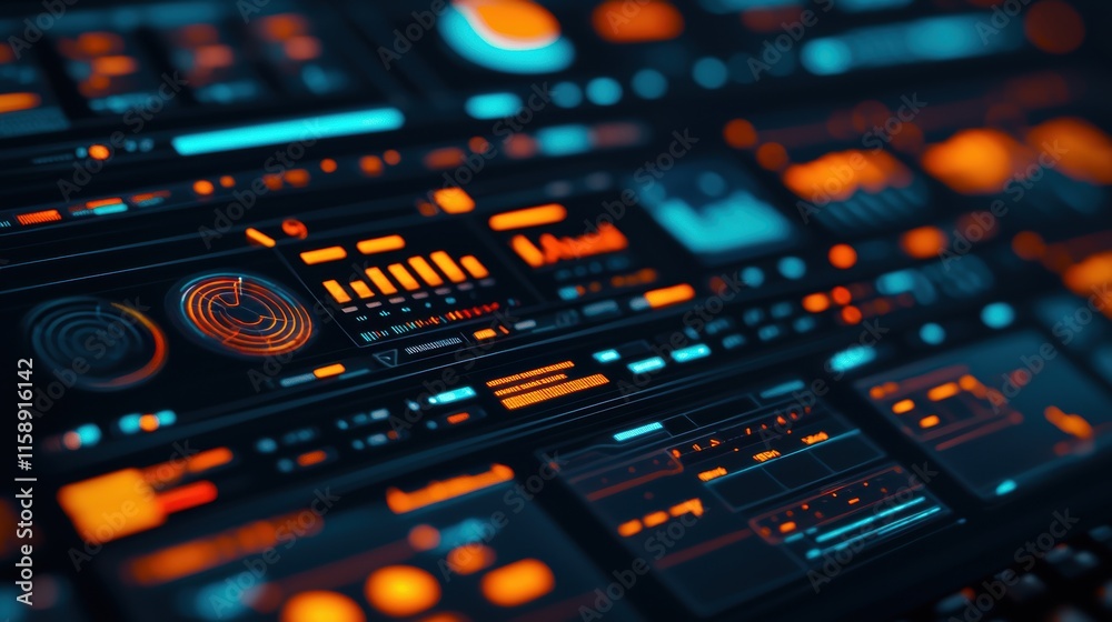 Modern Digital User Interface with Futuristic Orange and Blue Colors Modern Digital User Interface with Futuristic Orange and Blue Colors