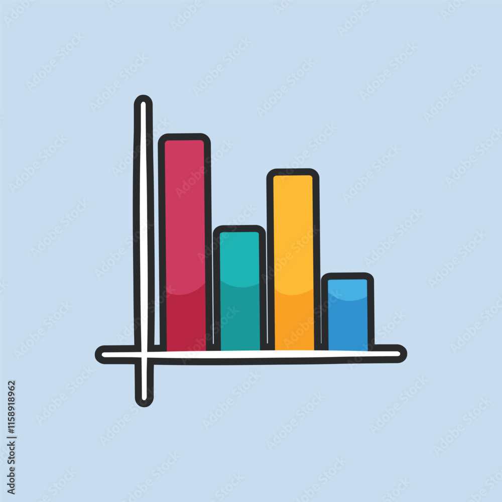 Fototapeta premium chart bar with outline in flat vector design.
