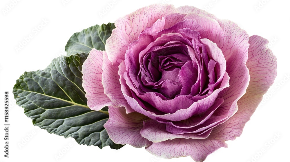 Cabbage Rose (Damask Roses) with Leaves, Isolated on a Blank Background for Floral Design Cabbage Rose (Damask Roses) with Leaves, Isolated on a Blank Background for Floral Design