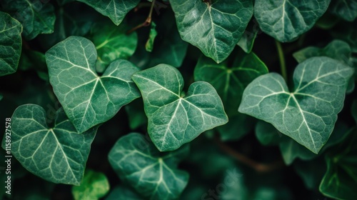 Close-Up of Heart-Shaped Green Leaves of Ivy Plant