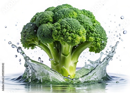 Broccoli Action Shot: Fresh Green Vegetable  Images, High-Resolution, Isolated Background