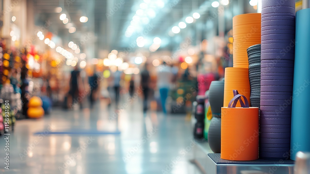 custom made wallpaper toronto digitalA vibrant display of colorful crafting materials in a bustling store, with blurred shoppers in the background creating an inviting atmosphere.