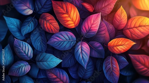 Wallpaper Mural   A monochrome artwork featuring a group of vibrant foliage against a dark canvas, with prominent shades of red, purple, and green Torontodigital.ca