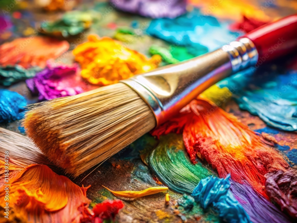 Close-Up Brush Palette Painting Art Supplies Oil Paint Acrylic Paint Watercolor Paint Studio Still Life Close-Up Brush Palette Painting Art Supplies Oil Paint Acrylic Paint Watercolor Paint Studio Still Life