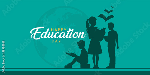 International Day of Education creative banner poster social media cover profile post design idea concept. International Education Day, Happy Teacher's Day