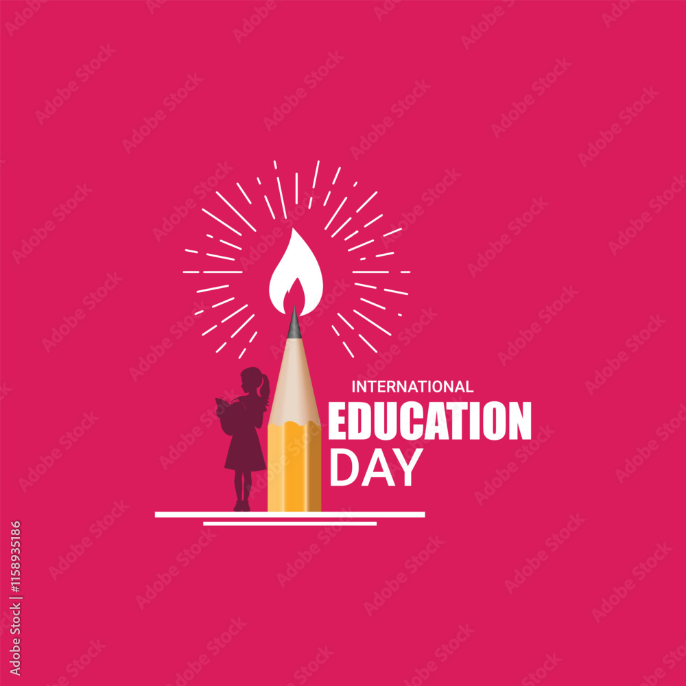 Obraz premium International Day of Education creative banner poster social media cover profile post design idea concept. International Education Day, Happy Teacher's Day