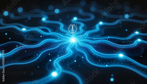 Good glowing neural network in digital blue style