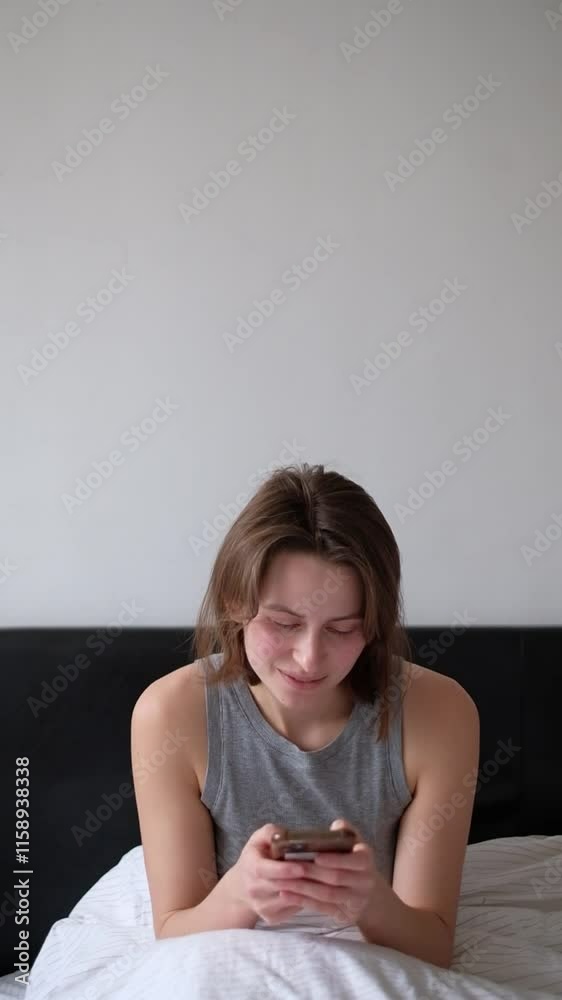Woman Browsing Social Media on Bed Woman Browsing Social Media on Bed