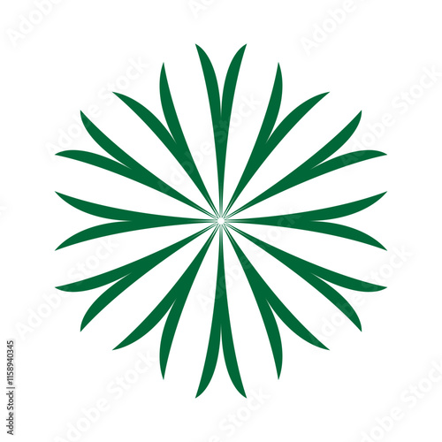 flower or floral ornament decorative vector design. Abstract flower icon symbol vector illustration in green isolated on white
