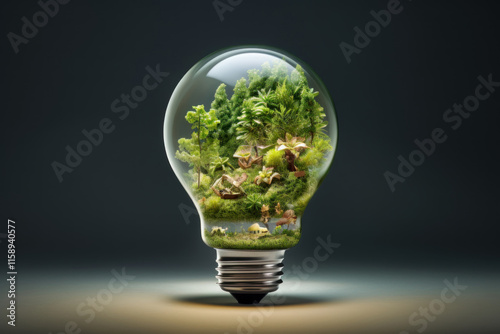 a light bulb full of environmental science and ecology concept photo