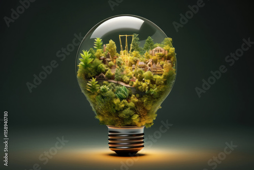 a light bulb full of environmental science and ecology concept photo