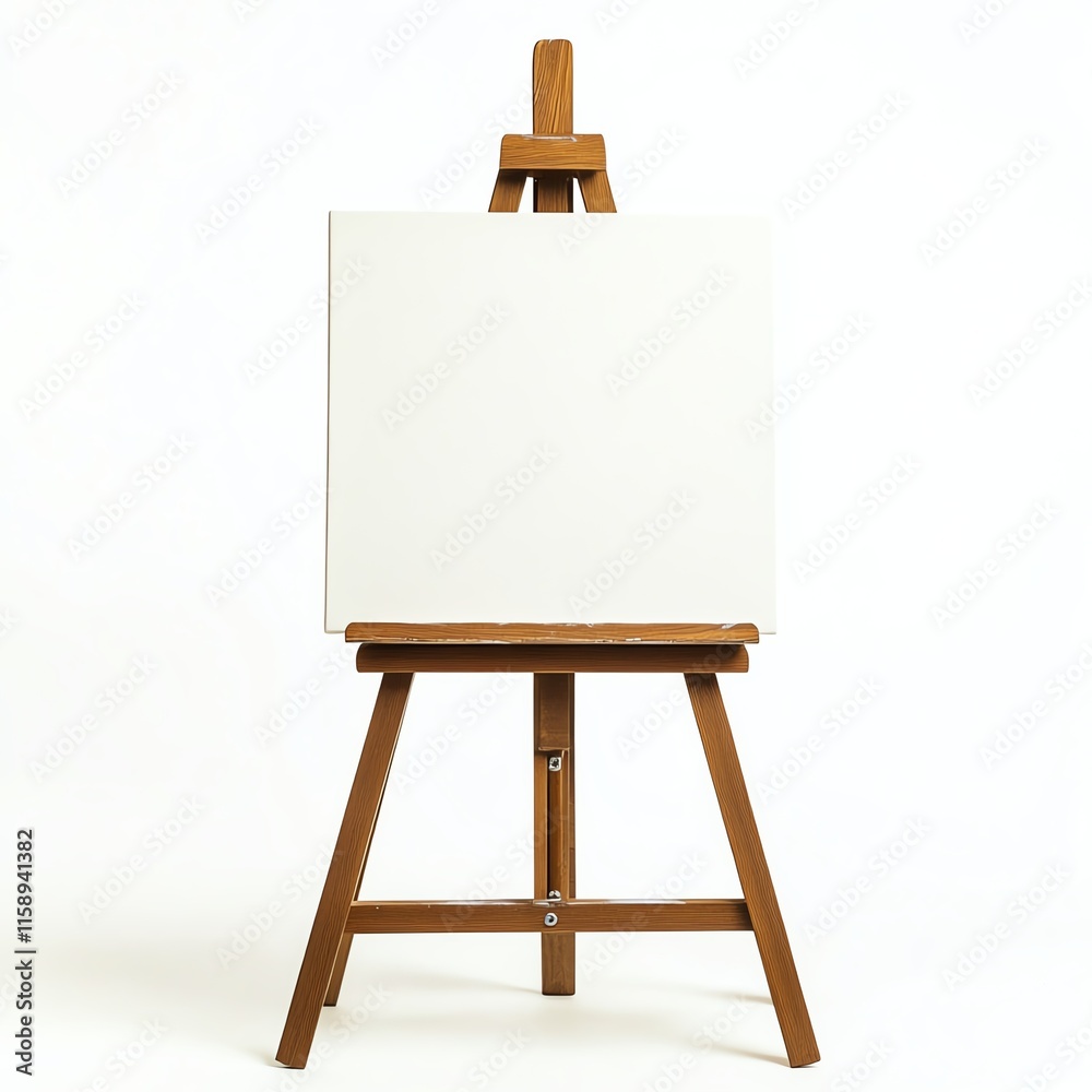 Empty easel with blank canvas, ideal for art and design concepts. Empty easel with blank canvas, ideal for art and design concepts.
