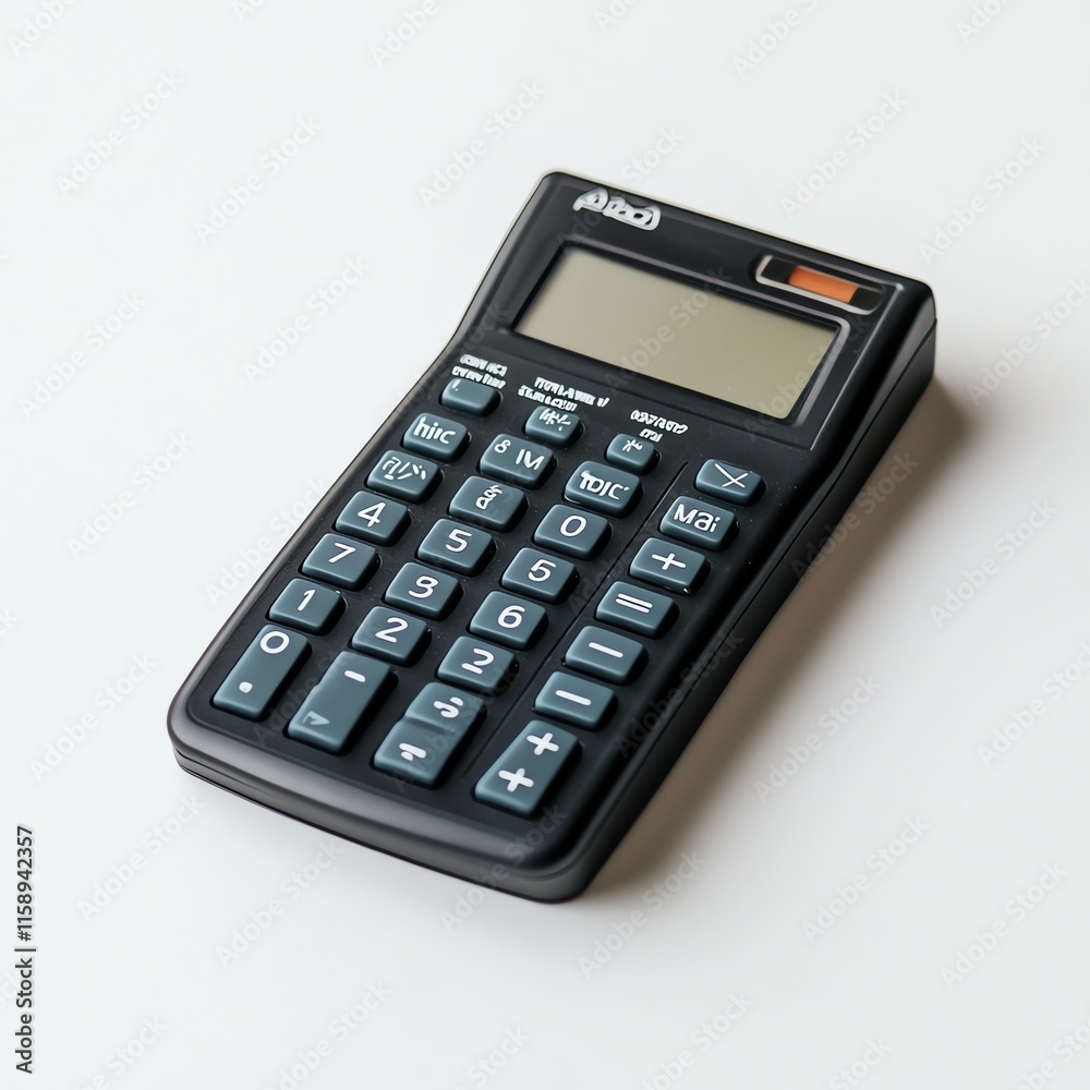 Black calculator on a white isolate background Black calculator on a white isolate background