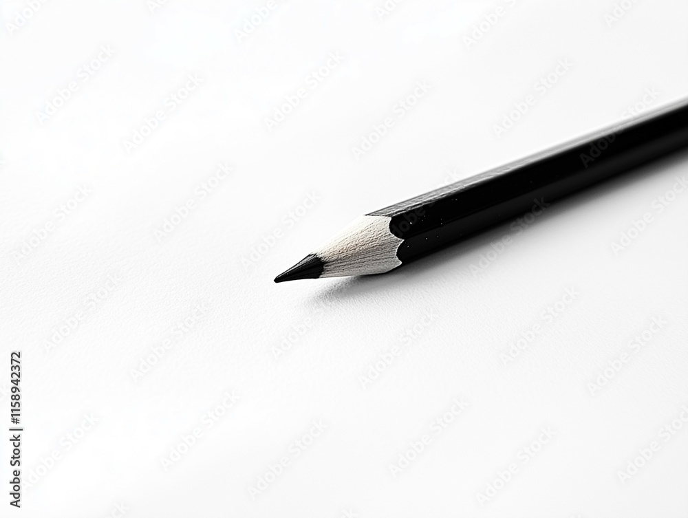 Black Graphite Pencil on White Background Black Graphite Pencil on White Background