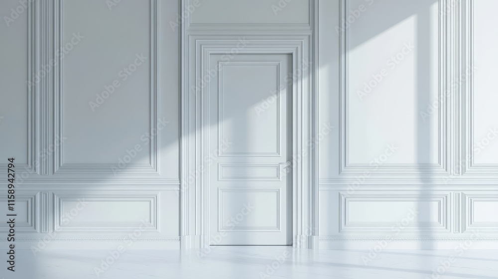 Obraz premium Elegant Polished White Door with Subtle Panel Details