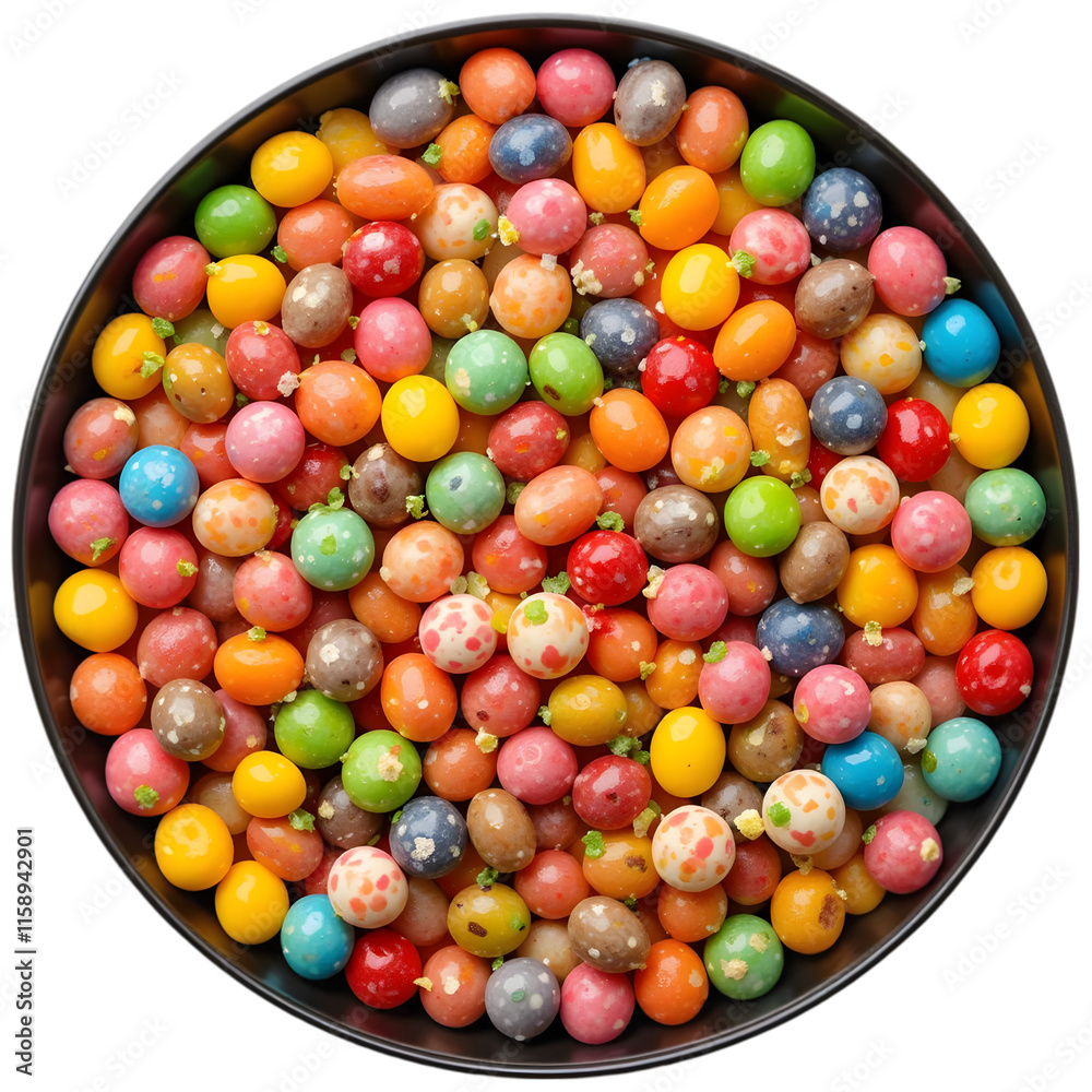 Colorful candies in a bowl isolated over white background Colorful candies in a bowl isolated over white background