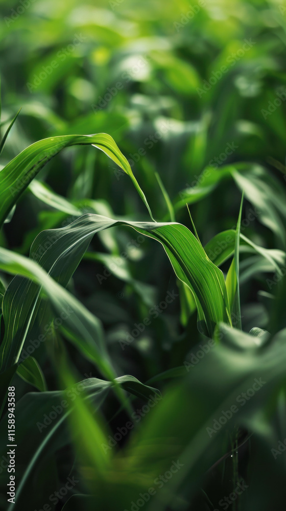 Fototapeta premium corn growing in a lush green field