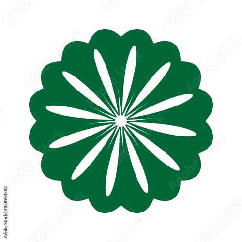 flower or floral ornament decorative vector design. Abstract flower icon symbol vector illustration in green isolated on white
