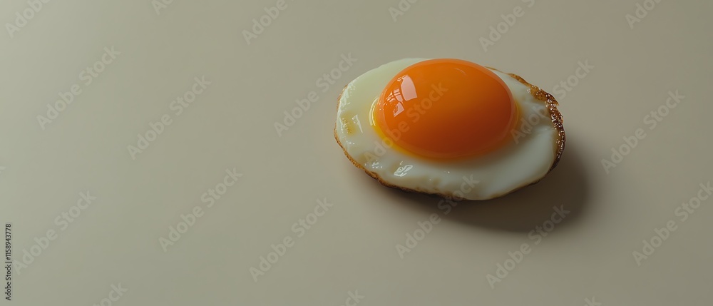 Single fried egg on beige surface. Single fried egg on beige surface.