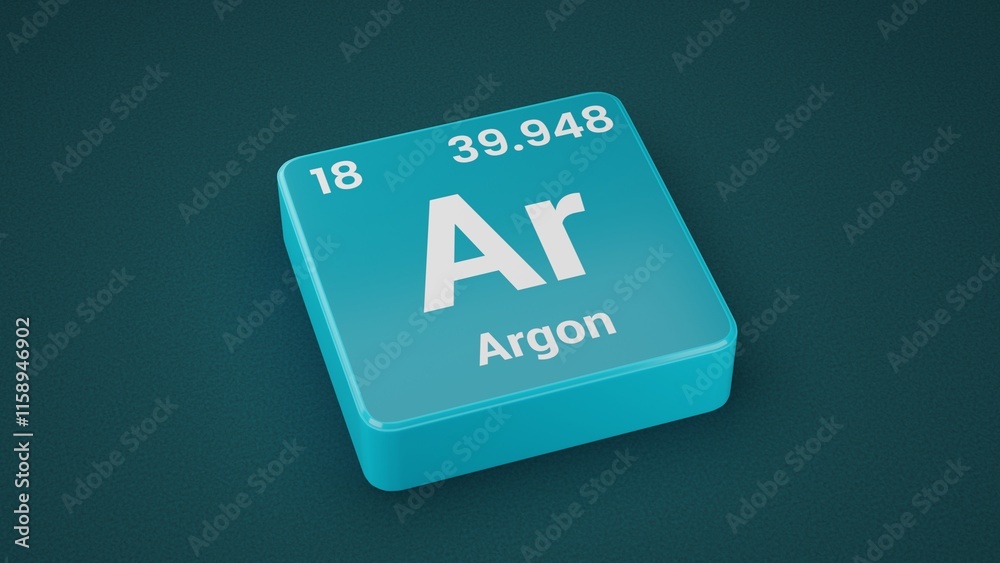 Argon element on the Periodic table. 18th Element of the Periodic table elements Argon element on the Periodic table. 18th Element of the Periodic table elements