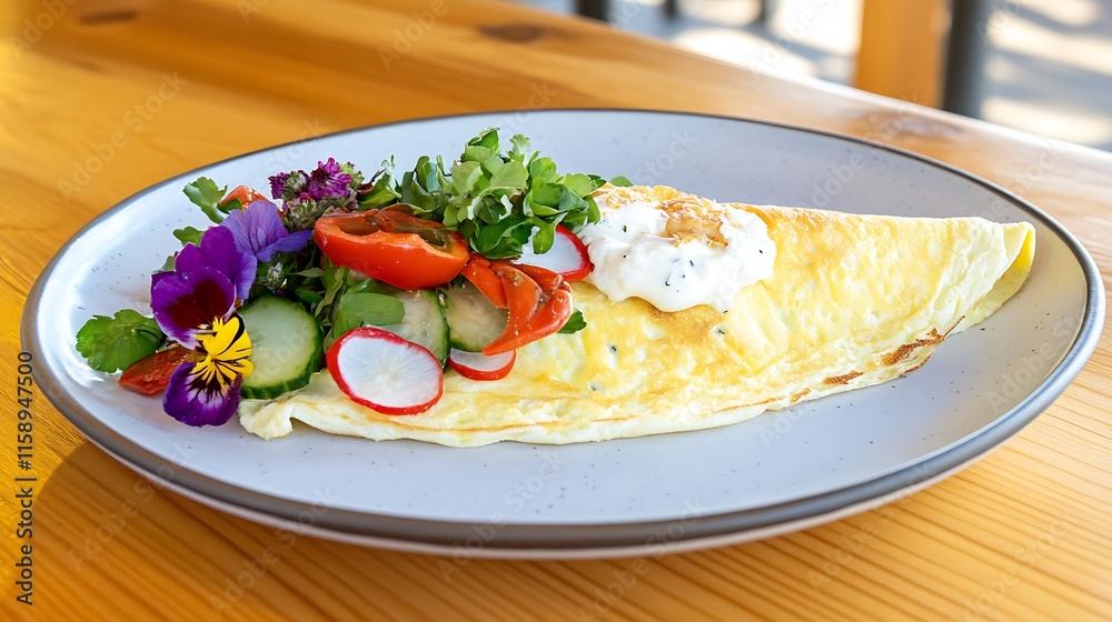 Delicious Omelette with Fresh Salad and Herbs Delicious Omelette with Fresh Salad and Herbs