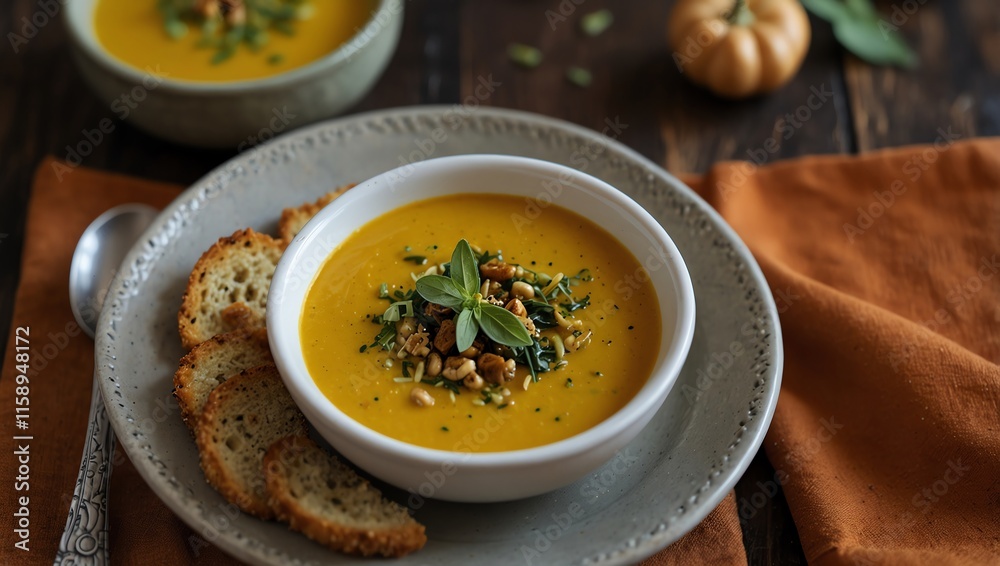 pumpkin soup with croutons pumpkin soup with croutons