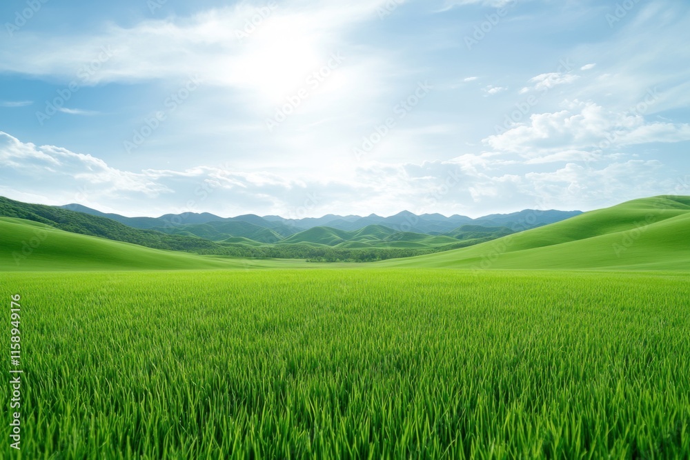 Obraz premium Rolling hills pastoral landscape under white sky scenic viewpoint nature photography serene environment
