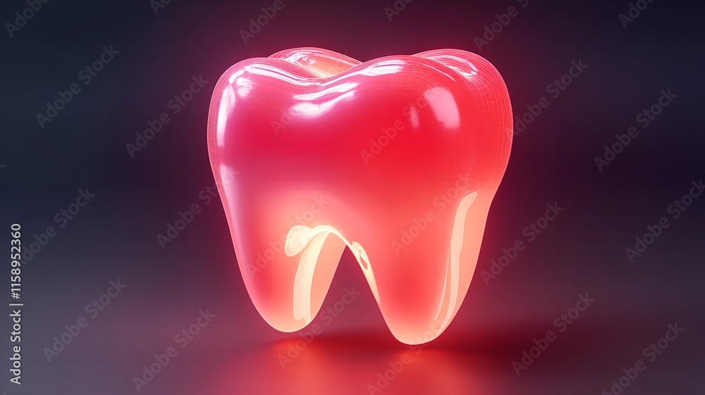 Realistic 3D Tooth with Neon Glow – Illuminated Dental Concept Isolated on a Dark Background with Copy Space Realistic 3D Tooth with Neon Glow – Illuminated Dental Concept Isolated on a Dark Background with Copy Space
