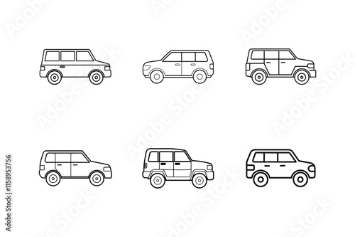 suv icon line art, set of transport icons, car icon