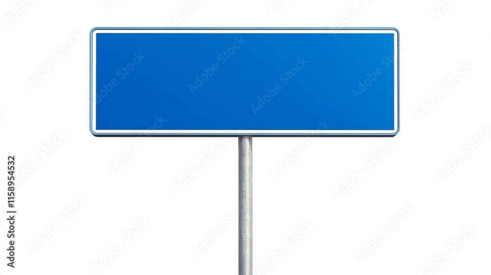 Blank blue road sign on white isolate background for custom text or designs. Blank blue road sign on white isolate background for custom text or designs.