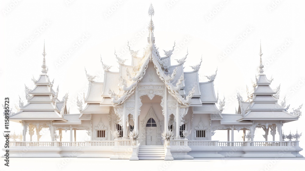Fototapeta premium Beautiful Wat Rong Khon Temple in Thailand - Serene Spiritual Architecture Image