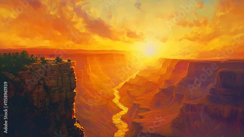 Majestic Canyon River Landscape Serene