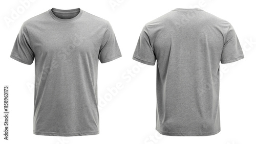 gray blank t shirt template from two sides isolated on white background photo