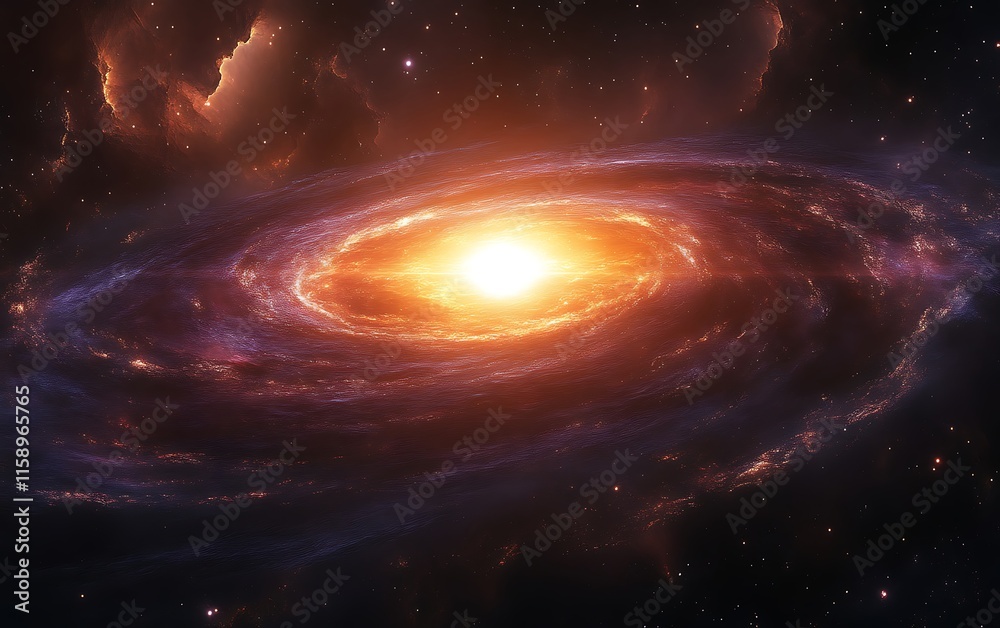 Fiery spiral galaxy with bright core. Fiery spiral galaxy with bright core.