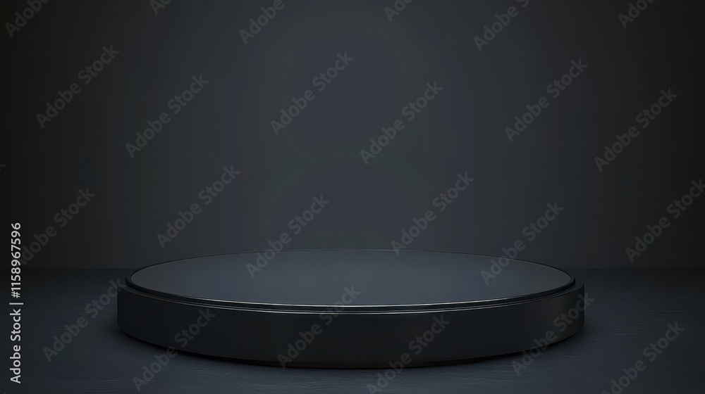 Dark Circular Platform Against Black Background