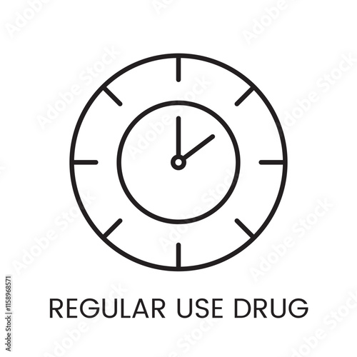 A clock icon in vector, symbolizing regular drug usage, with an editable stroke