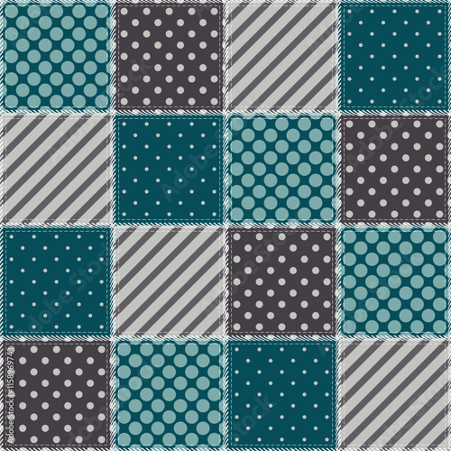 patchwork background with different patterns print for textile, paper, objects, seamless artistic decor handmade illustration vector	
