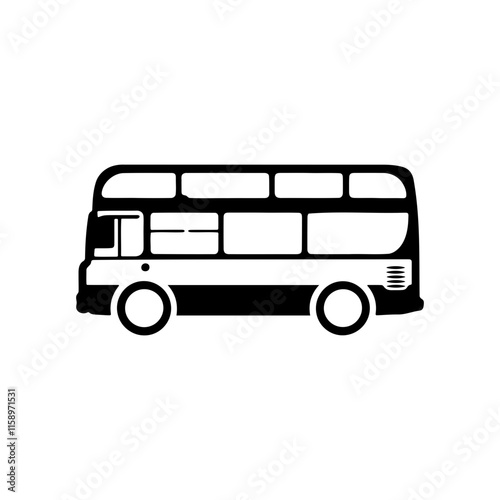 A simple double decker bus icon silhouette on white background