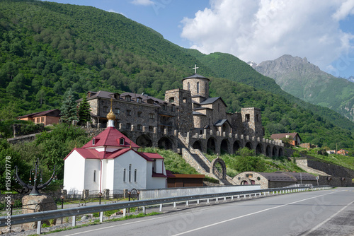 Alan ancient Holy Dormition Monastery. Upper Fiagdon. North Ossetia-Alania, Russia photo