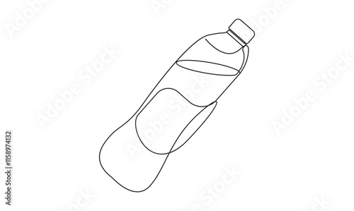 Water bottle continuous one line drawing isolated on white background concept of healthy lifestyle.
