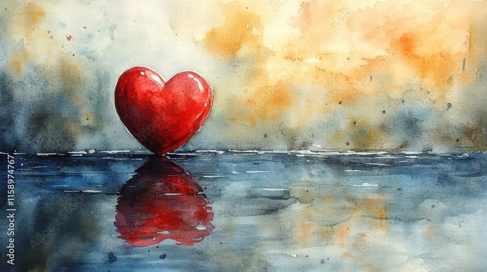 Fototapeta premium Capturing the essence of love romantic valentine watercolor photography in a serene outdoor setting