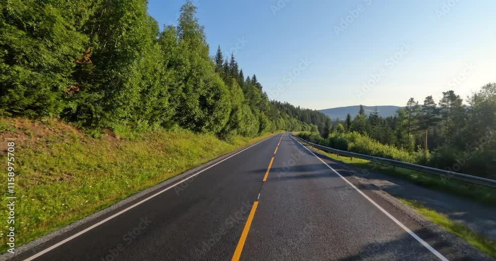 Vehicle point-of-view Driving a Car on a Road in Norway Vehicle point-of-view Driving a Car on a Road in Norway
