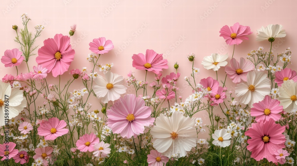 Celebrate valentine with pink and white flowers in digital art perfect for copy space and romantic themes Celebrate valentine with pink and white flowers in digital art perfect for copy space and romantic themes