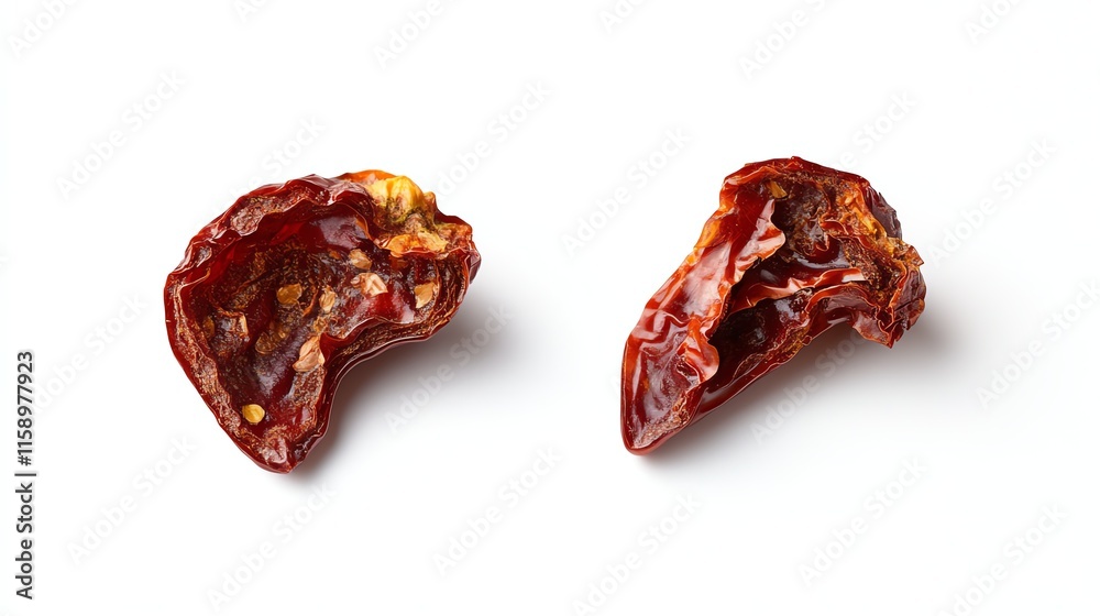 Dried red chili peppers on a white isolated background. Dried red chili peppers on a white isolated background.